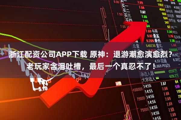 浙江配资公司APP下载 原神：退游潮愈演愈烈？老玩家含泪吐槽，最后一个真忍不了！